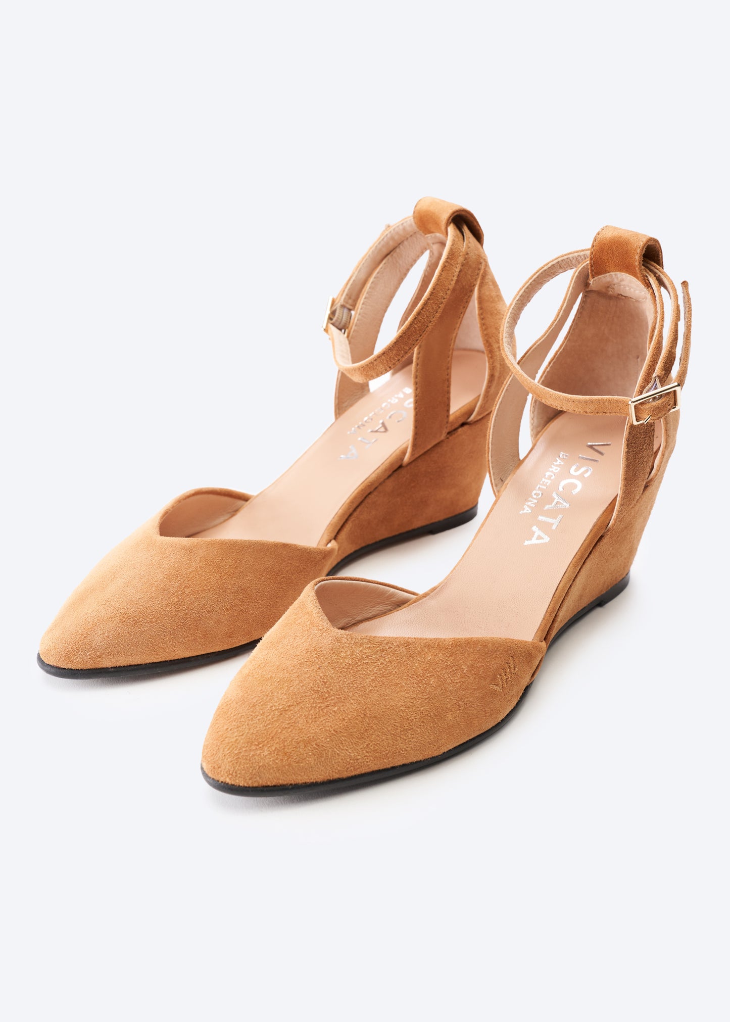 Garda Camel Suede Ankle Strap Woman Wedges