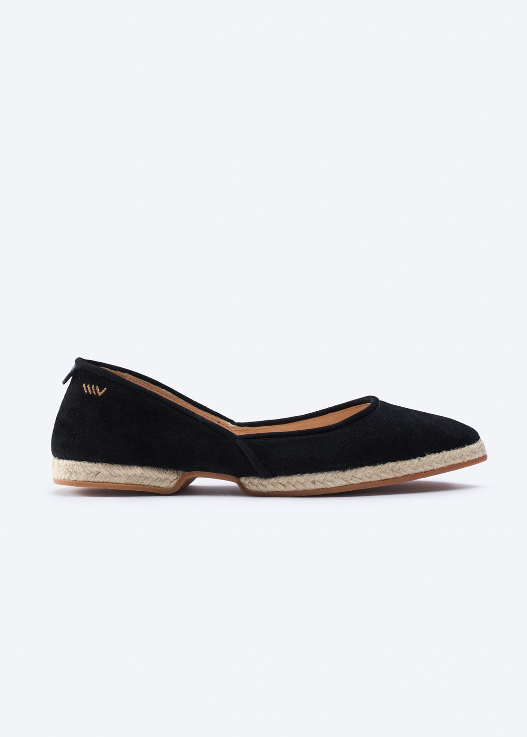 Garvet Black Suede Slip On Women Espadrille Foldable Flat