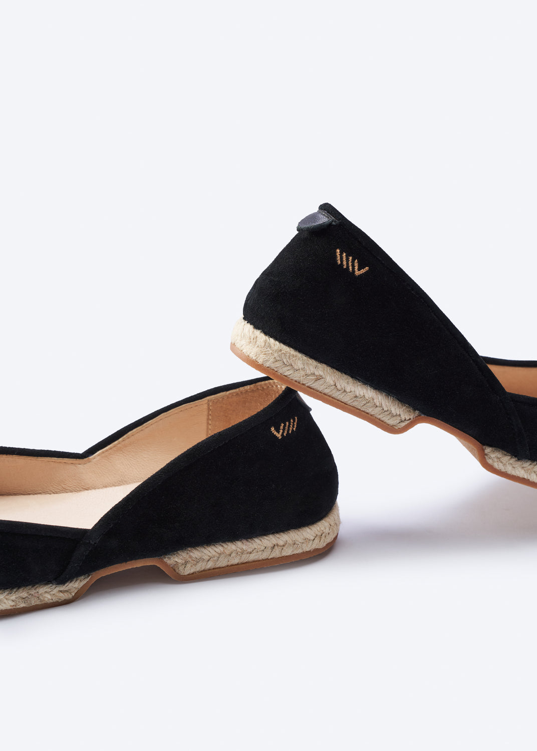 Garvet Black Suede Slip On Women Espadrille Foldable Flats Back Details