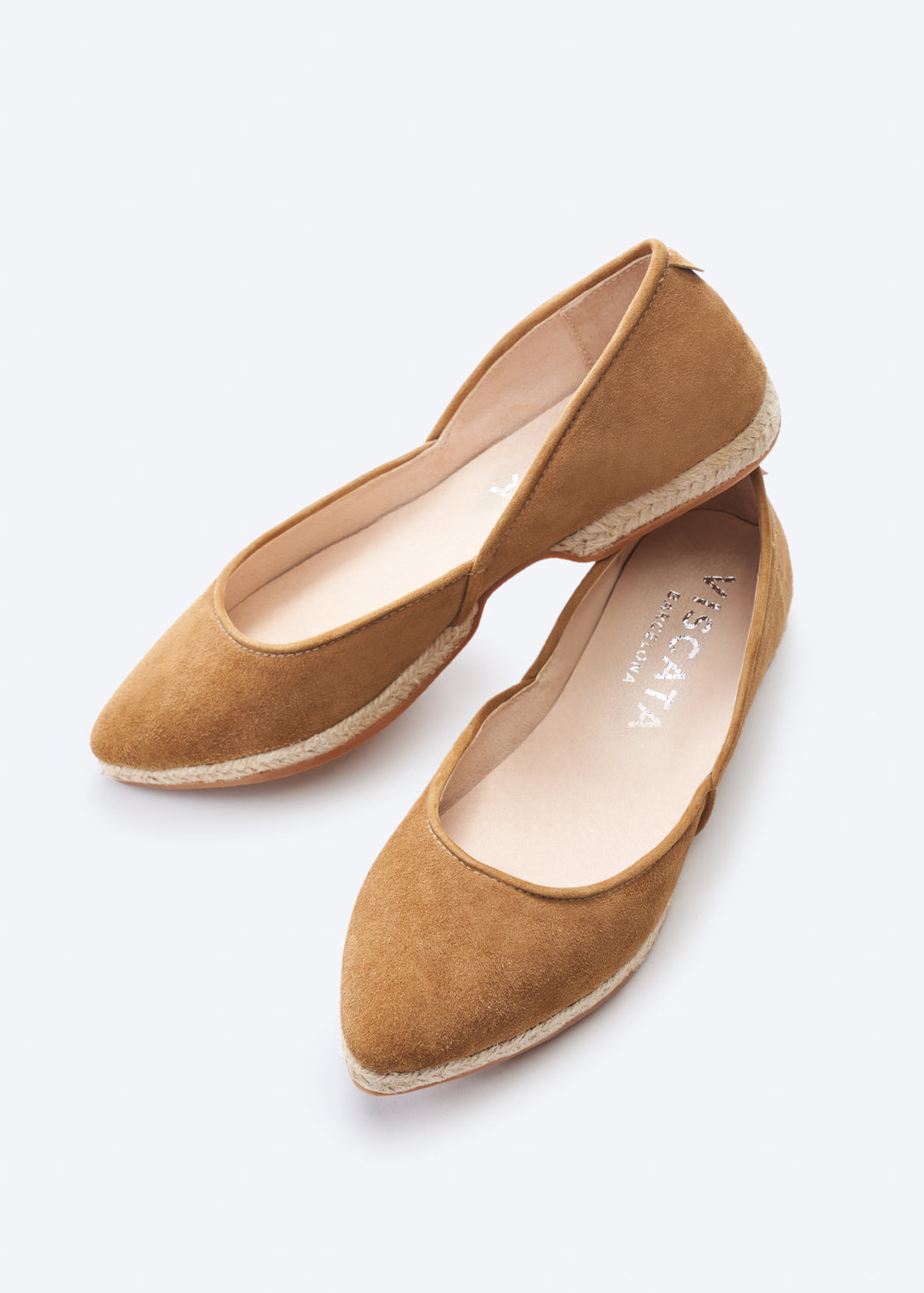 Garvet Camel Suede Slip On Women Jute Espadrille Foldable Flats