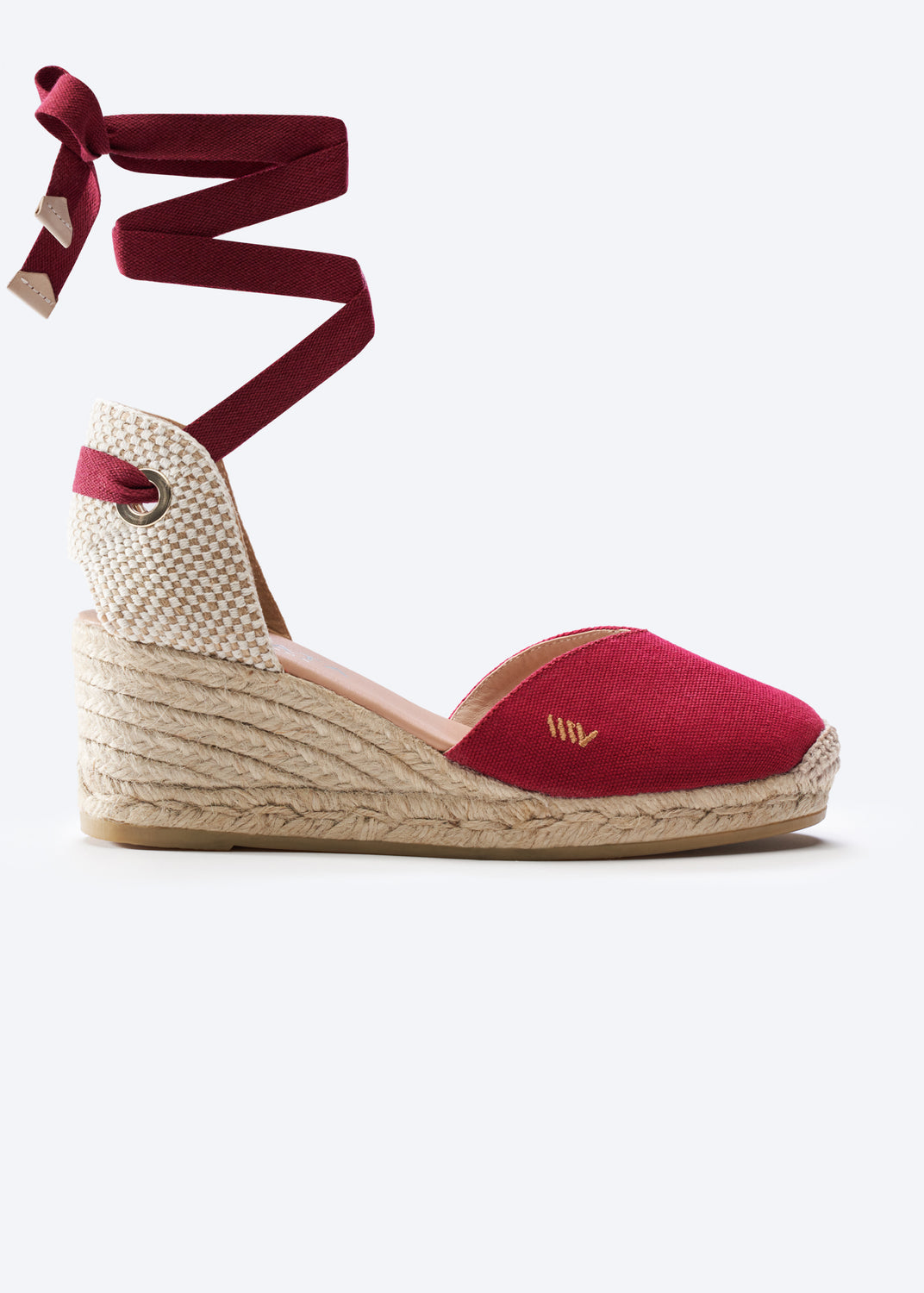 Gava Limited Edition Cherry Canvas Lace Up Women Espadrille Wedge