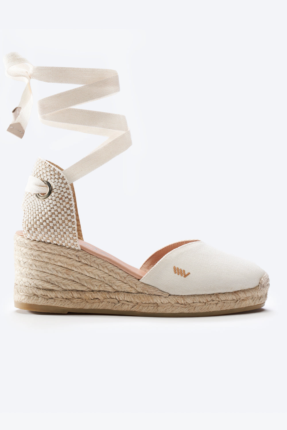 Gava Limited Edition Ivory Canvas Lace Up Women Espadrille Wedge