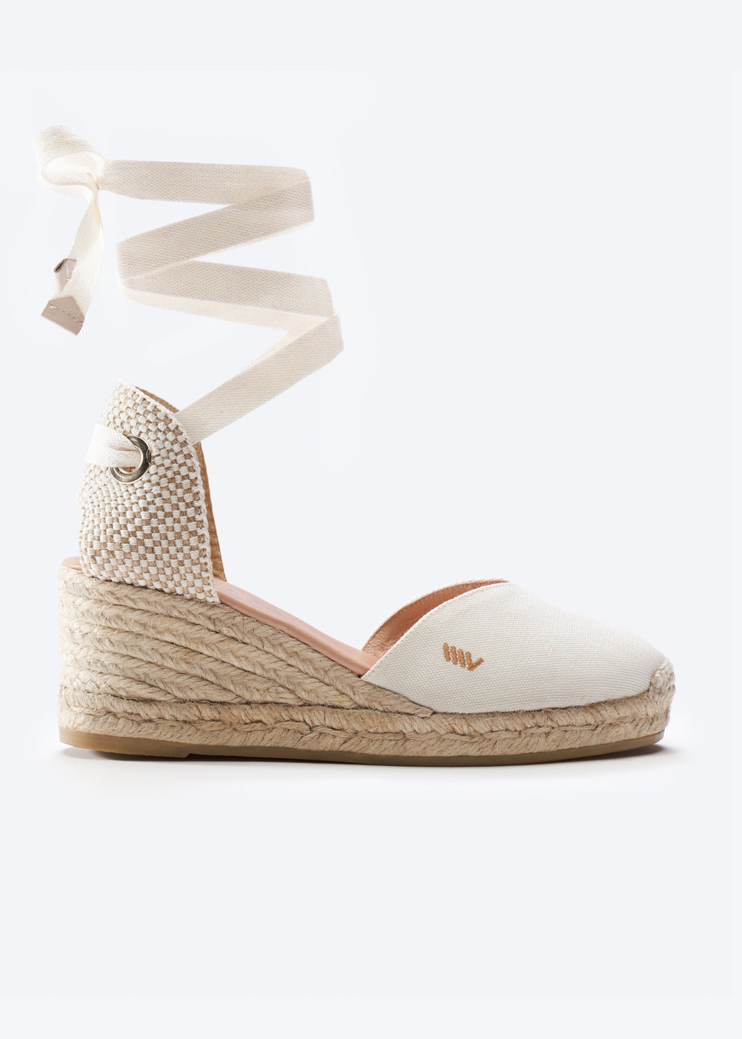 Gava Limited Edition Ivory Canvas Lace Up Women Espadrille Wedge