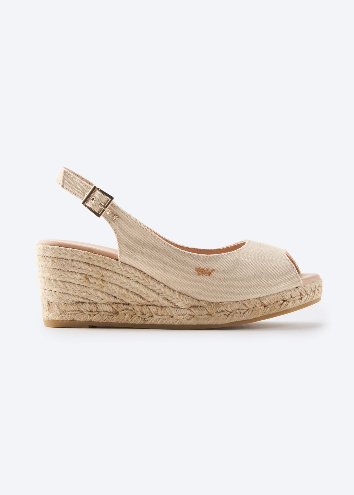 Gavina Beige Canvas Slingback Women Espadrille Wedge