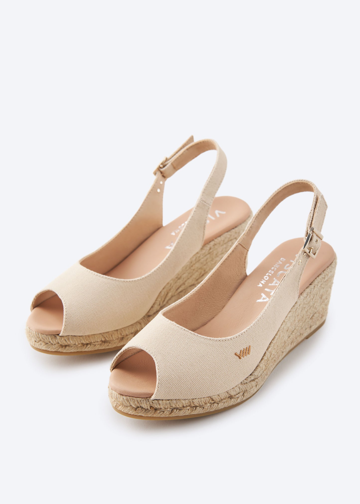 Gavina Beige Canvas Slingback Women Open Toe Espadrille Wedges