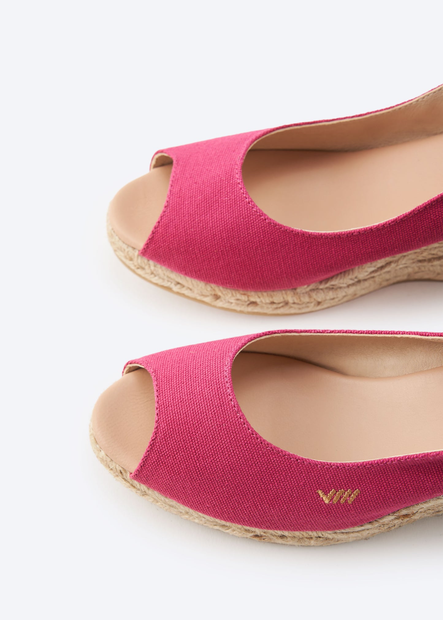 Gavina Limited Edition Fuchsia Canvas Slingback Women Espadrille Wedges Open Peep Toe Detail