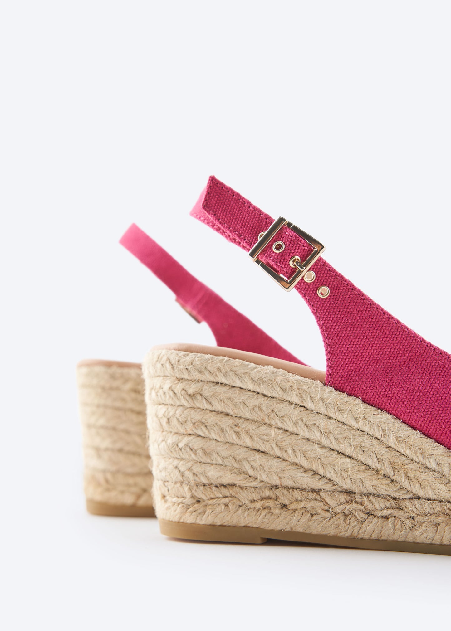 Gavina Limited Edition Fuchsia Canvas Women Espadrille Wedges Buckle Slingback Detail