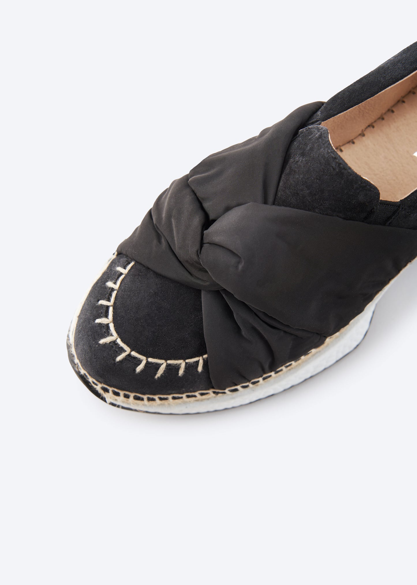 Giverola Black Suede Women Espadrille Sneakers Knot Closed Toe Detail