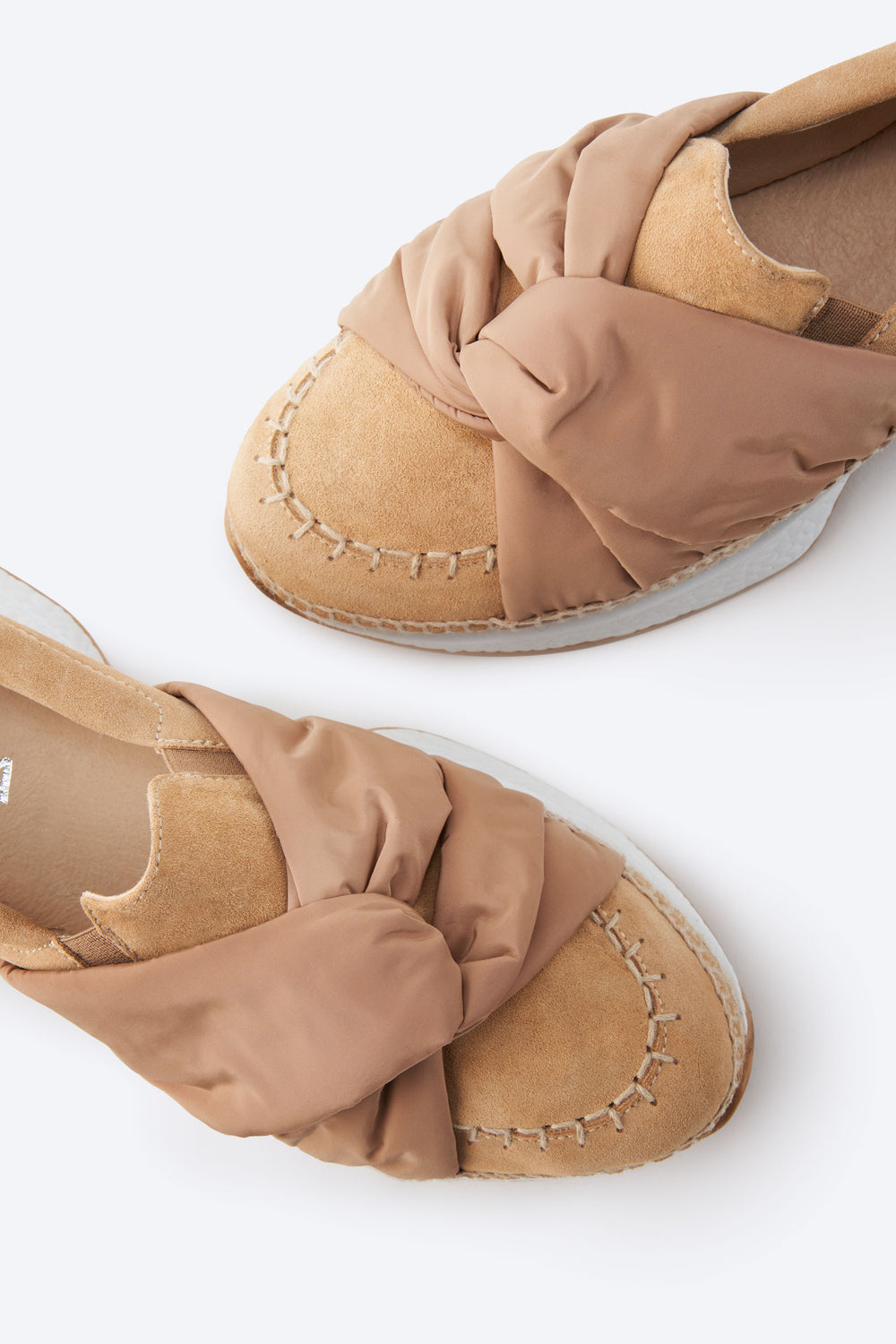Giverola Camel Suede Women Espadrille Sneakers Knot Closed Toe Detail