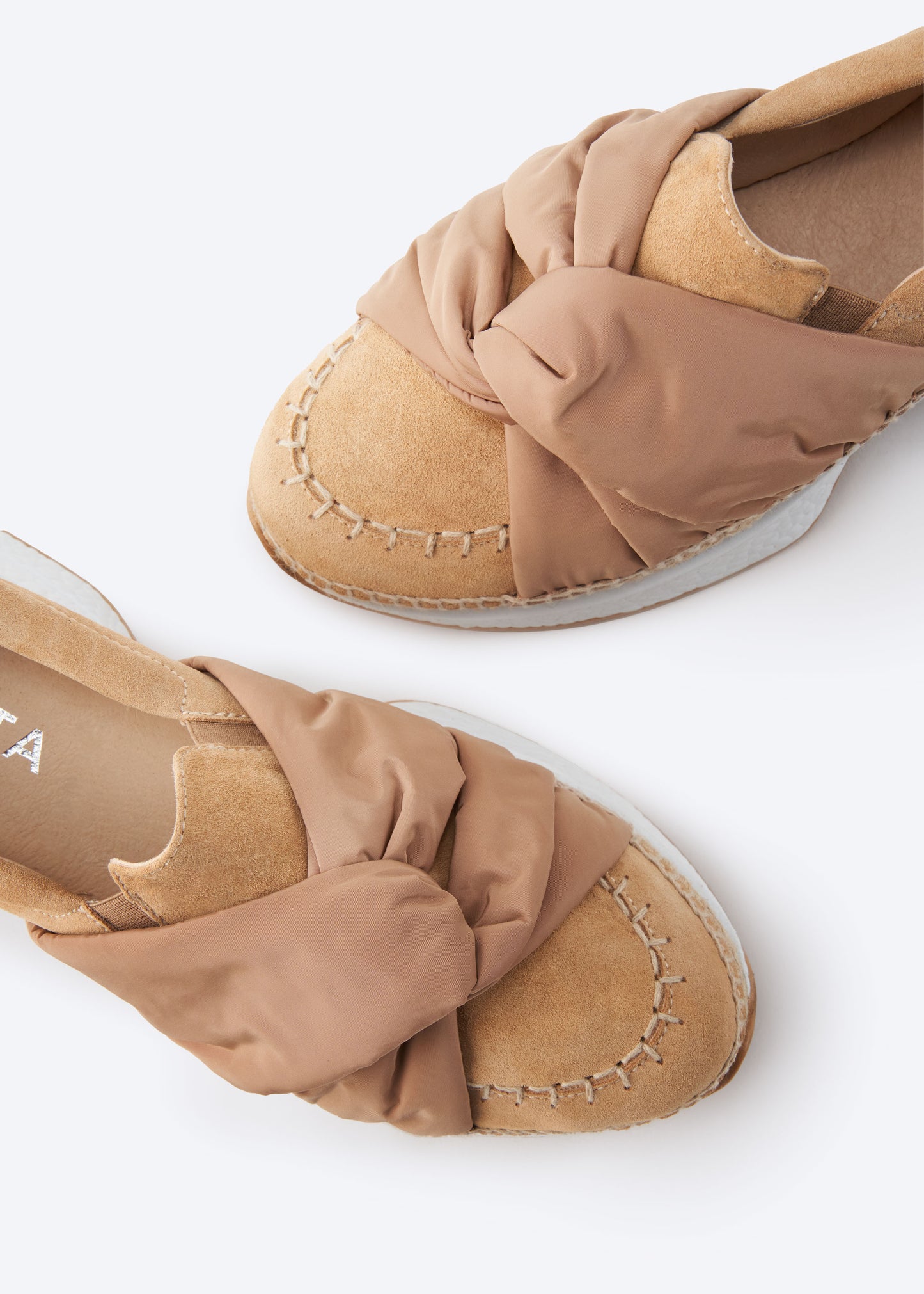 Giverola Camel Suede Women Espadrille Sneakers Knot Closed Toe Detail