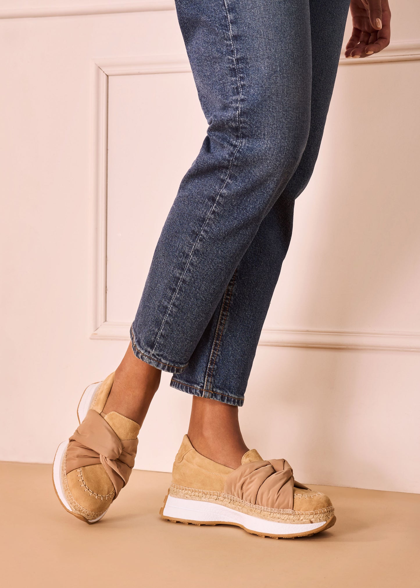Giverola Camel Suede Women Espadrille Sneakers Legs