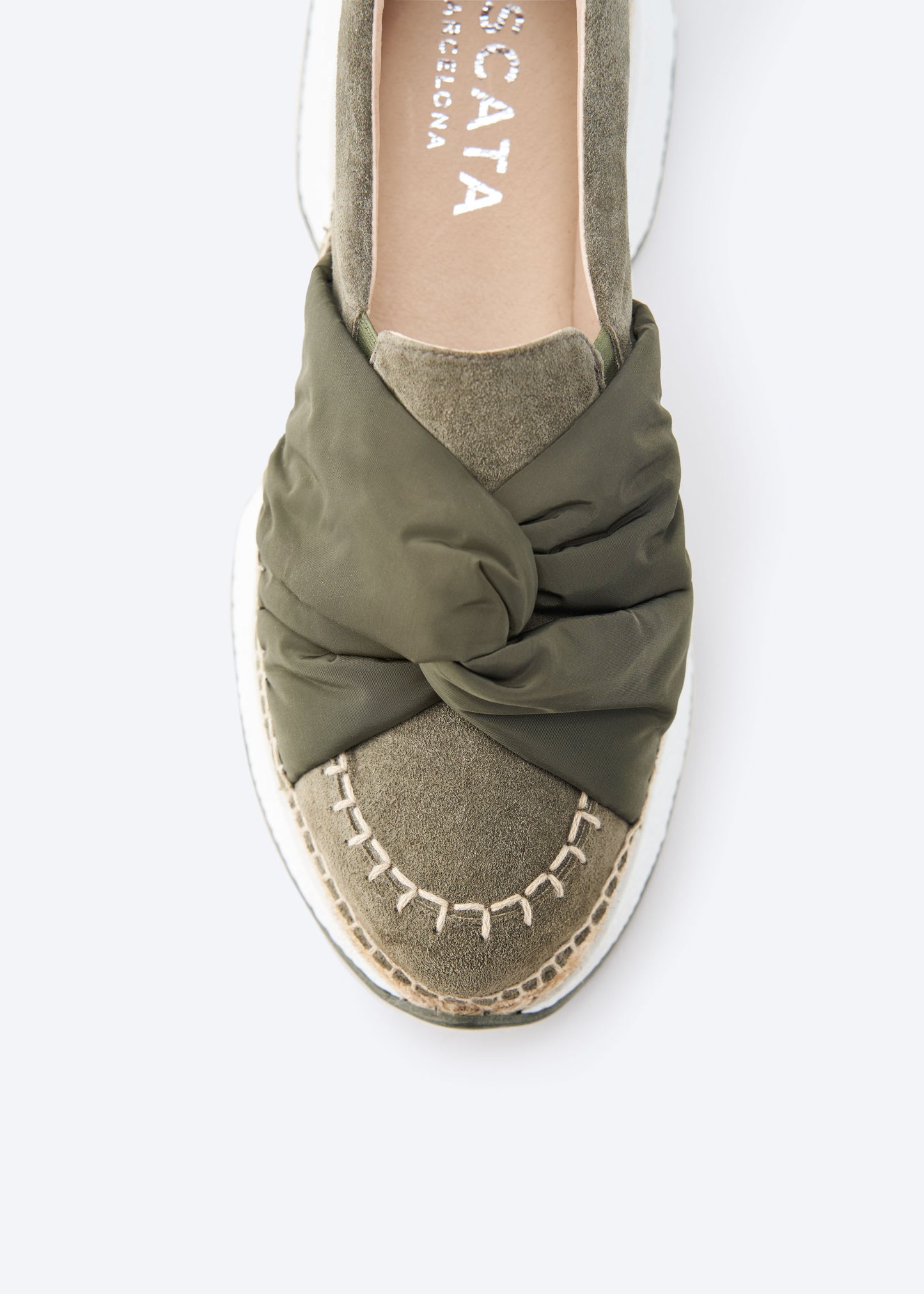 Giverola Olive Suede Women Espadrille Sneakers Knot Closed Toe Detail