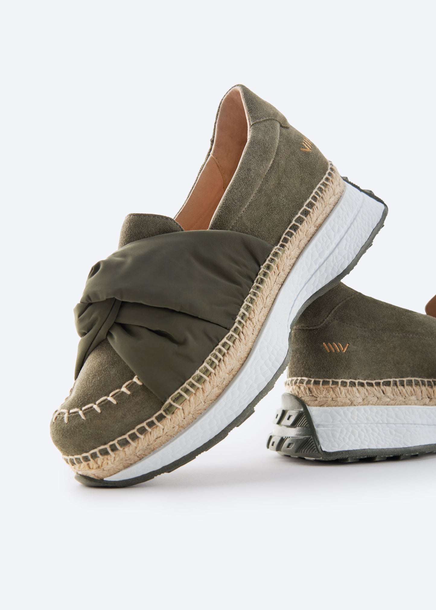 Giverola Olive Suede Women Espadrille Sneaker Flatforms