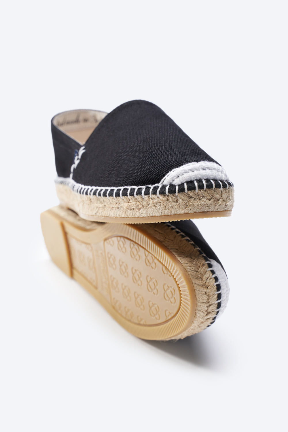 Llafranc Black Canvas Slip On Women Closed Toe Espadrille Flats