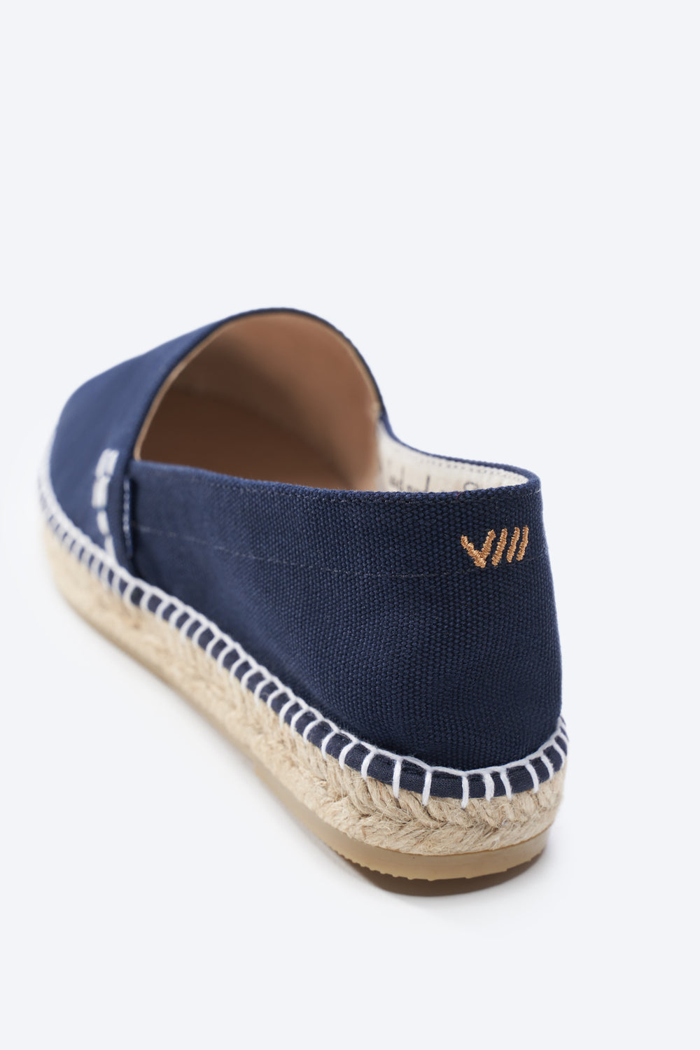 Llafranc Navy Blue Canvas Slip On Women Espadrille Flat Back Detail