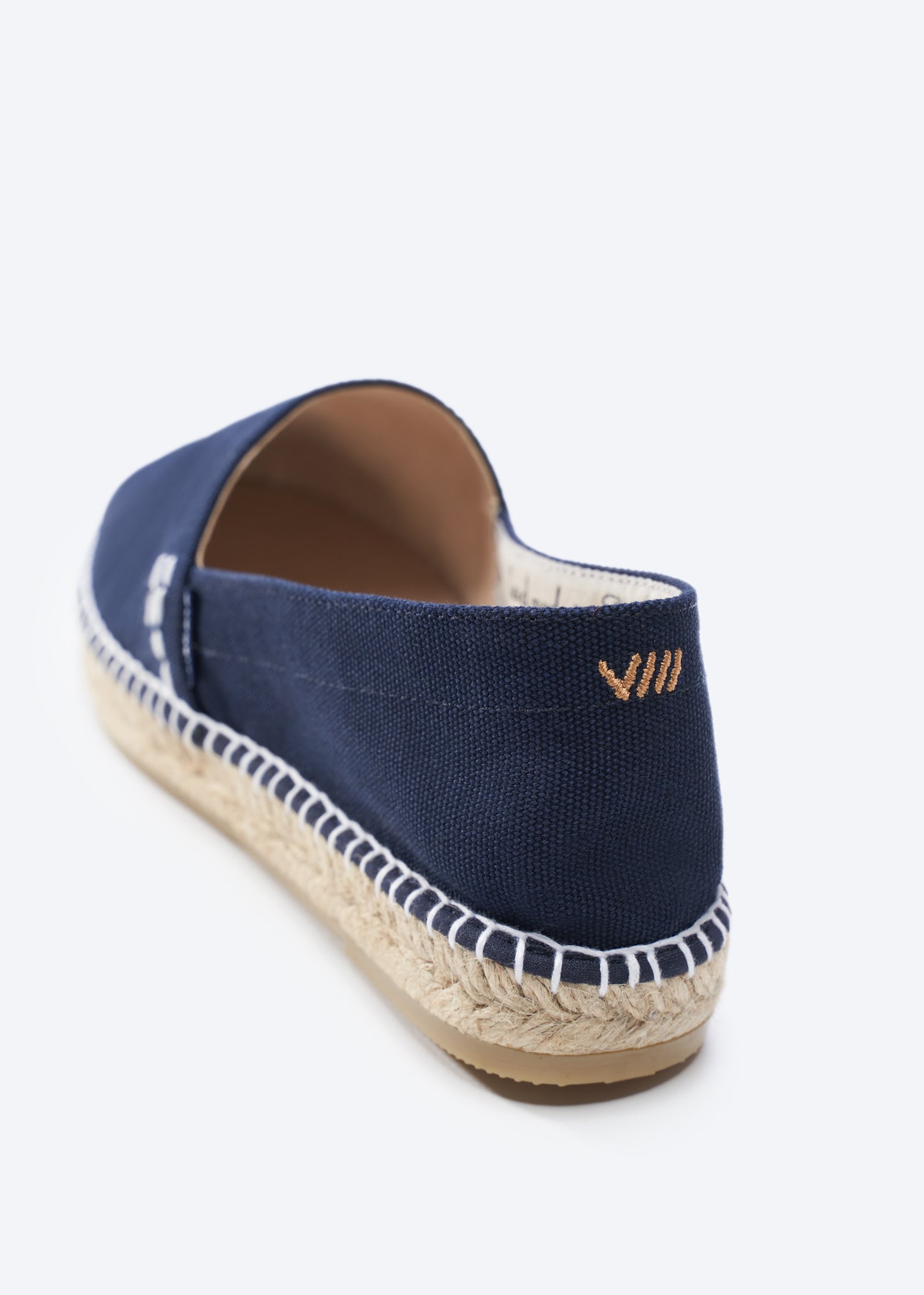 Llafranc Navy Blue Canvas Slip On Women Espadrille Flat Back Detail