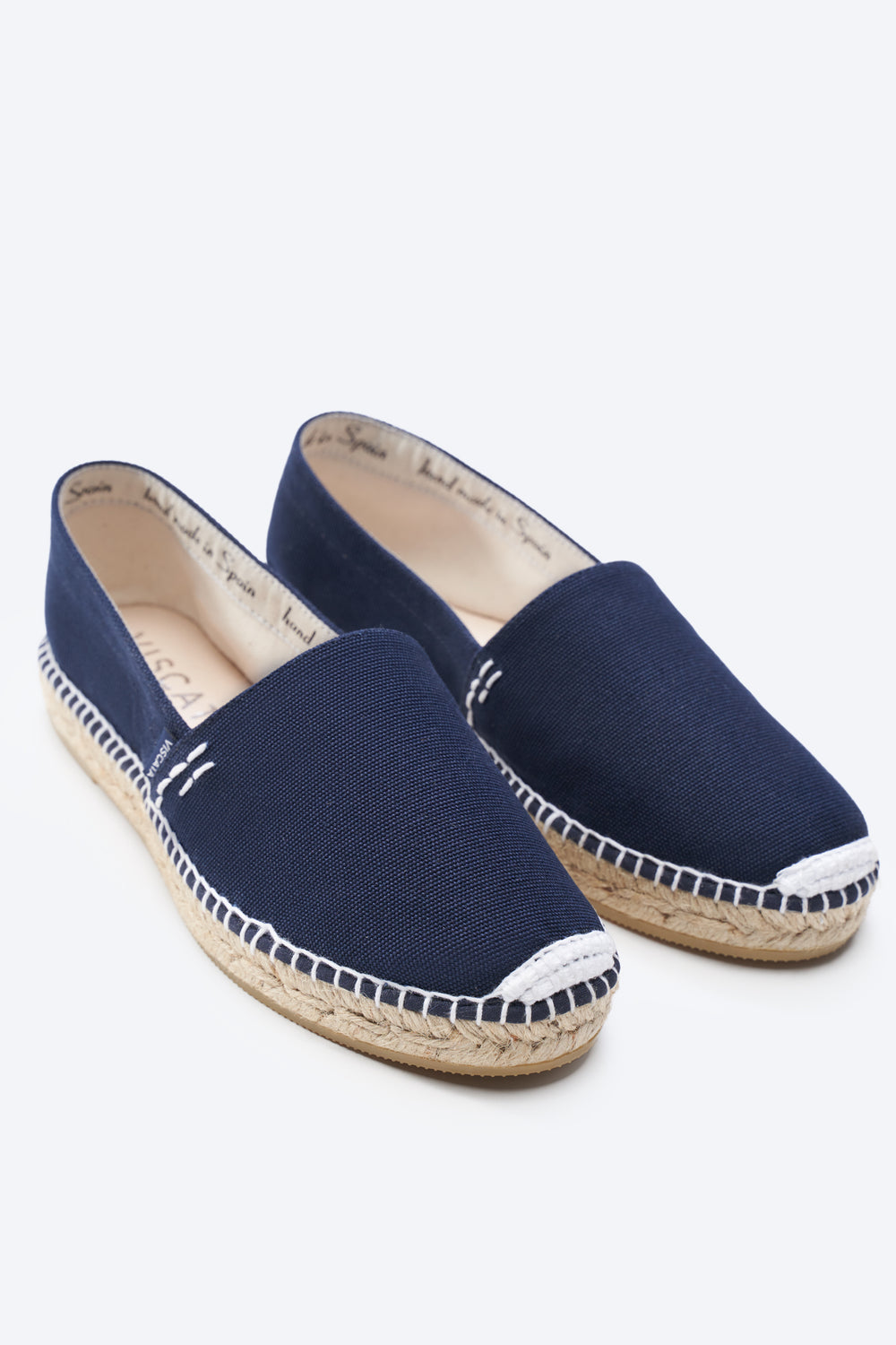 Llafranc Navy Blue Canvas Slip On Women Closed Toe Espadrille Flats