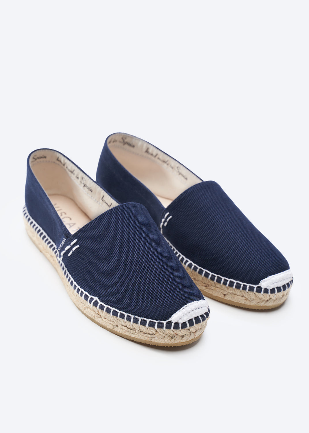 Llafranc Navy Blue Canvas Slip On Women Closed Toe Espadrille Flats