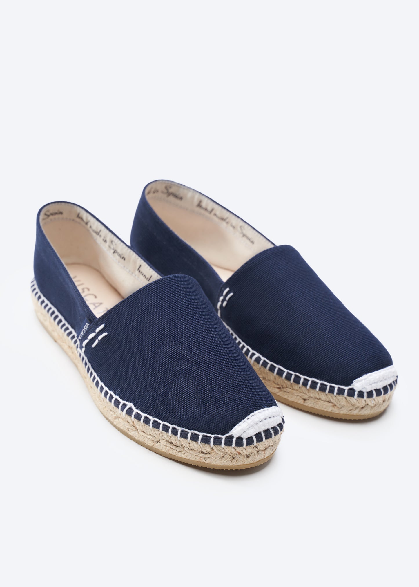 Llafranc Navy Blue Canvas Slip On Women Closed Toe Espadrille Flats
