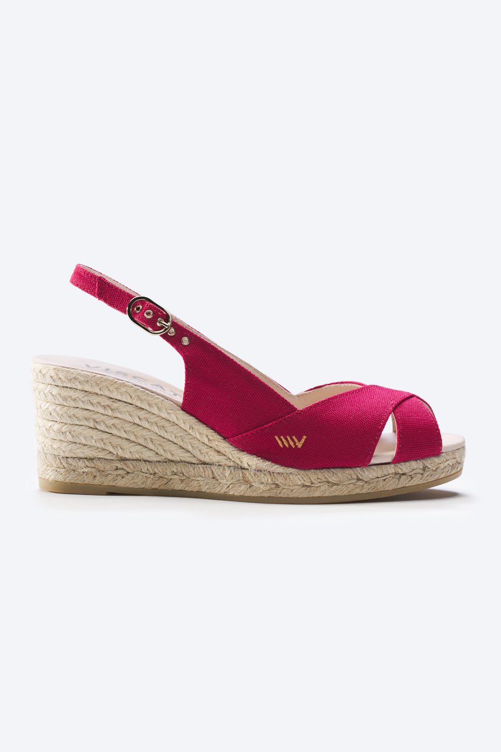 Llansa Crossed Open Toe Limited Edition Cherry Canvas Slingback Women Espadrille Wedge