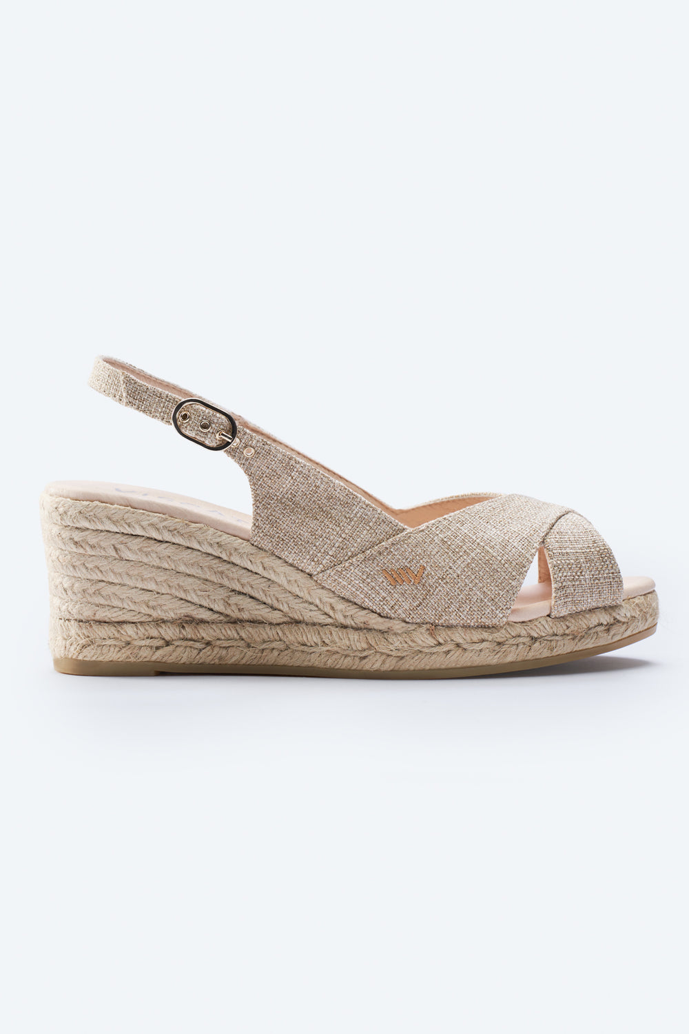 Llansa Crossed Open Toe Limited Edition Gold Canvas Slingback Women Espadrille Wedge