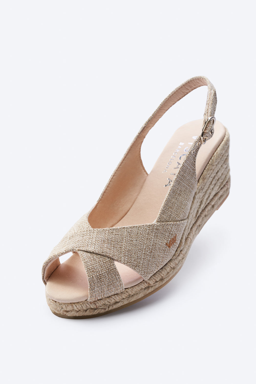 Llansa Crossed Open Toe Limited Edition Gold Canvas Slingback Women Espadrille Medium Wedges