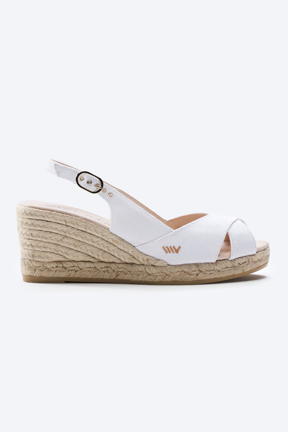 Llansa Crossed Open Toe Limited Edition White Canvas Slingback Women Espadrille Wedge