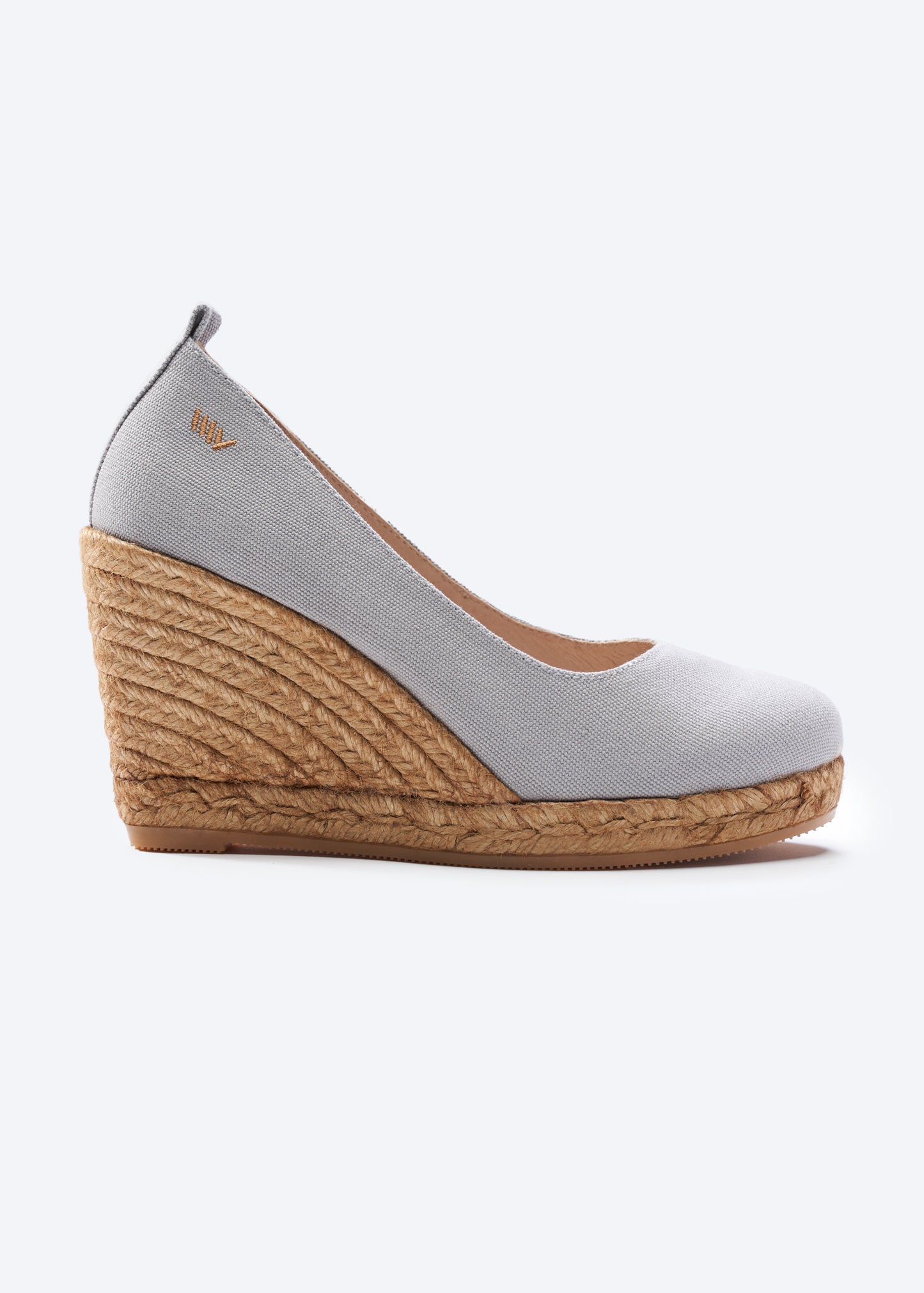 Marquesa Ash Grey Canvas Slip On Woman Espadrille Wedge High Heel Pump