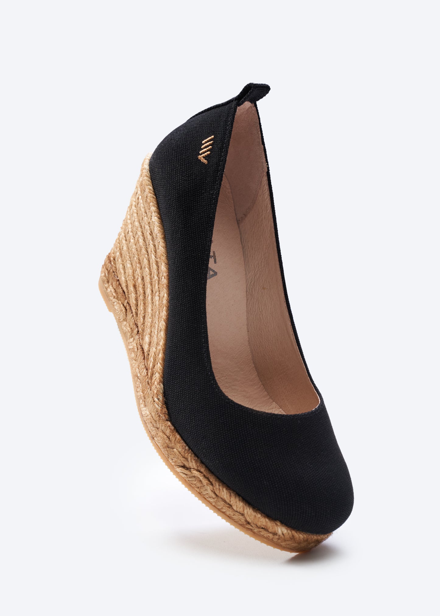 Marquesa Black Canvas Slip On Woman Espadrille Wedge High Pump