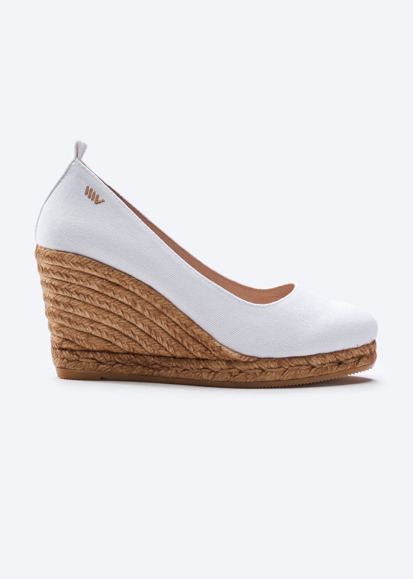 Marquesa Limited Edition White Canvas Slip On Woman Espadrille Wedge High Heel Pump