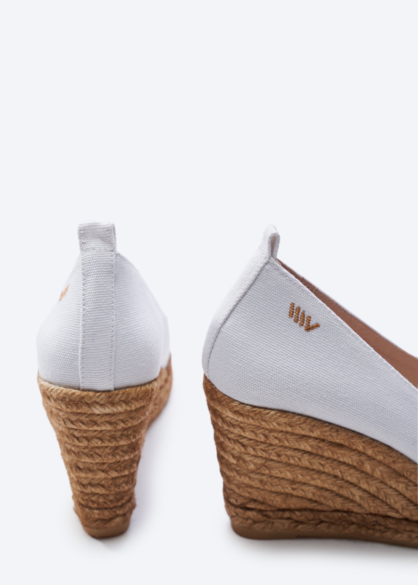 Marquesa Limited Edition White Canvas Slip On Woman Espadrille Wedge High Heel Pumps Back Detail