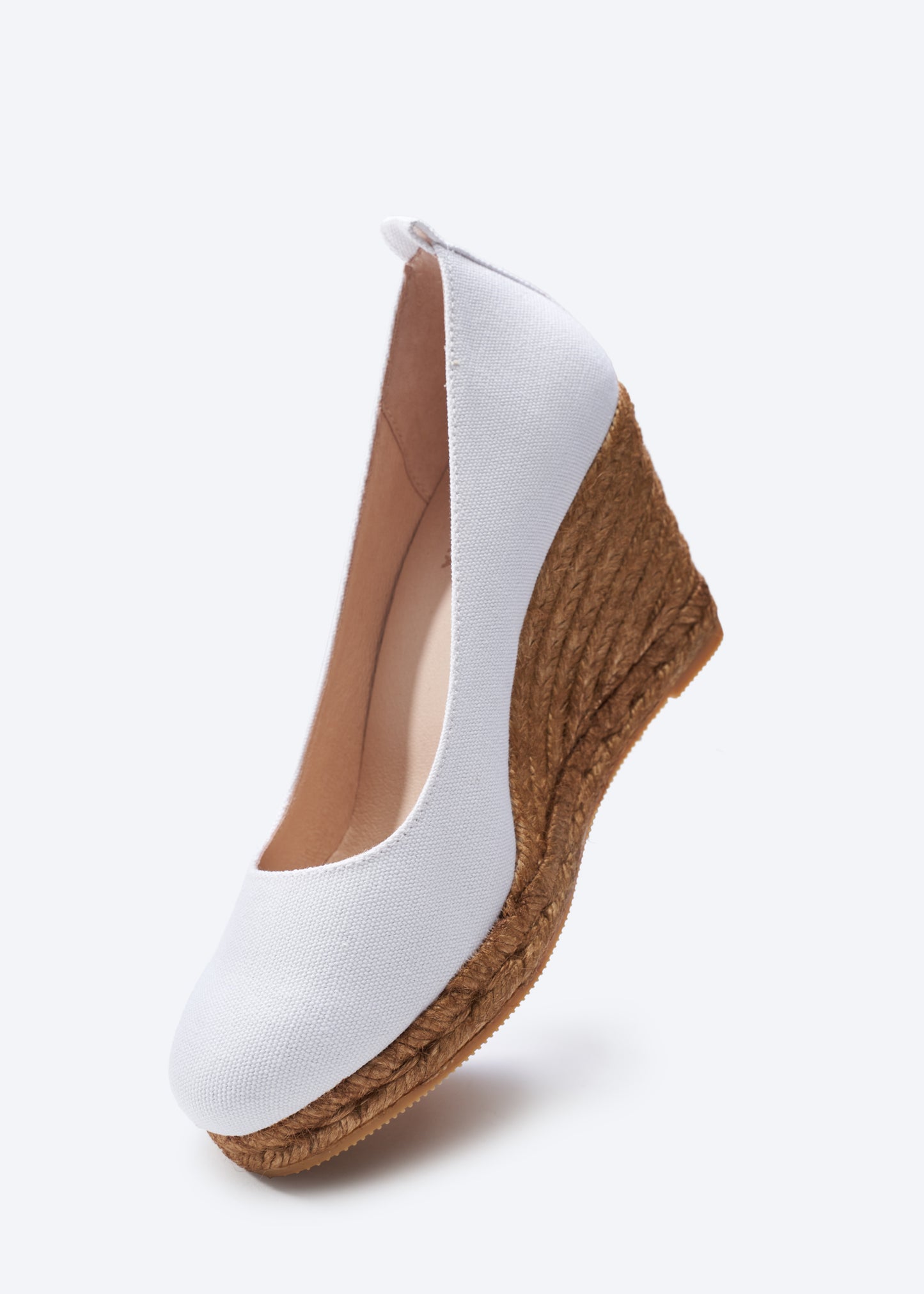 Marquesa Limited Edition White Canvas Slip On Woman Espadrille Wedge High Pump