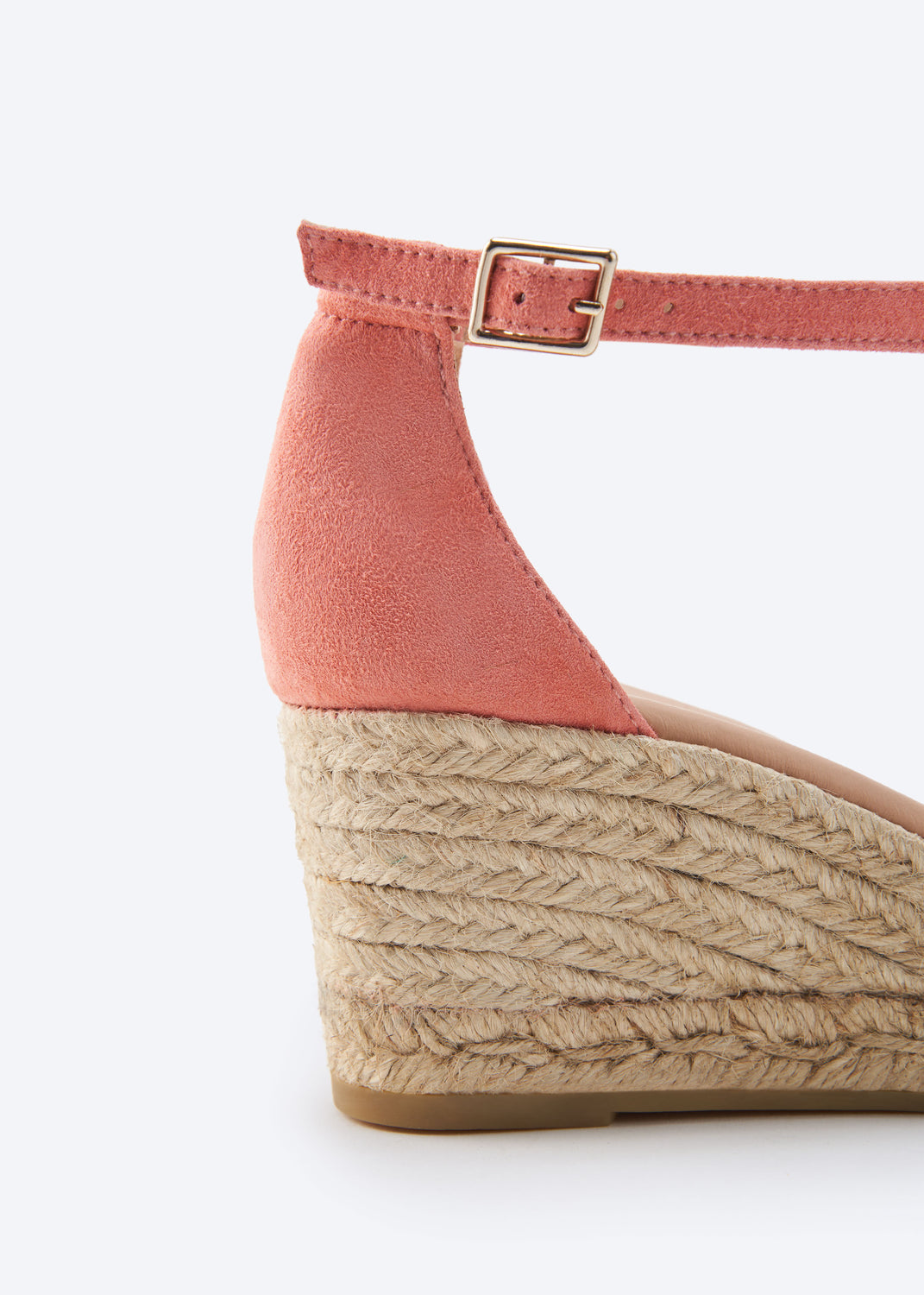 Miera Pink Suede Ankle Strap Women Espadrille Wedges Back Detail