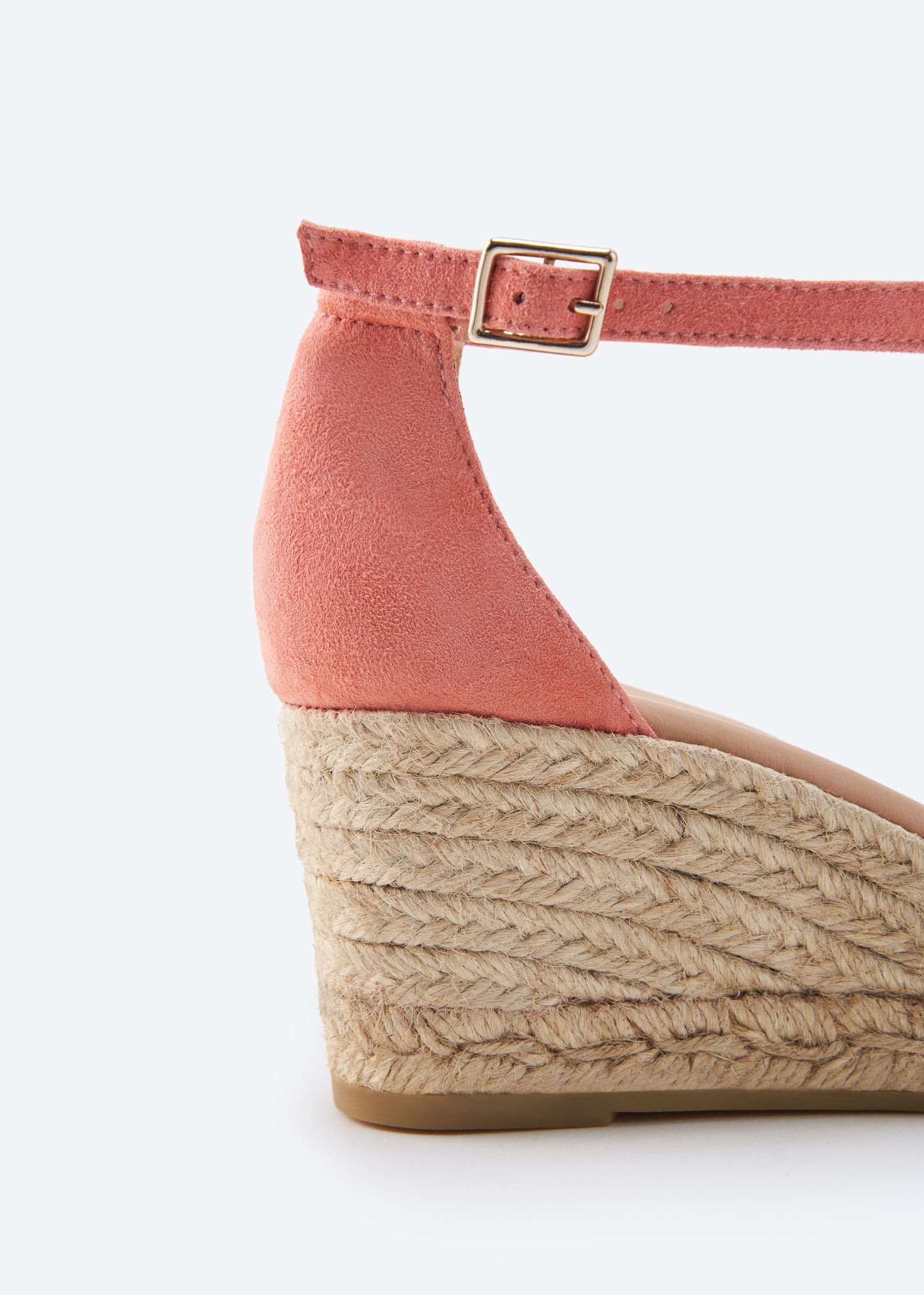 Miera Pink Suede Ankle Strap Women Espadrille Wedges Back Detail