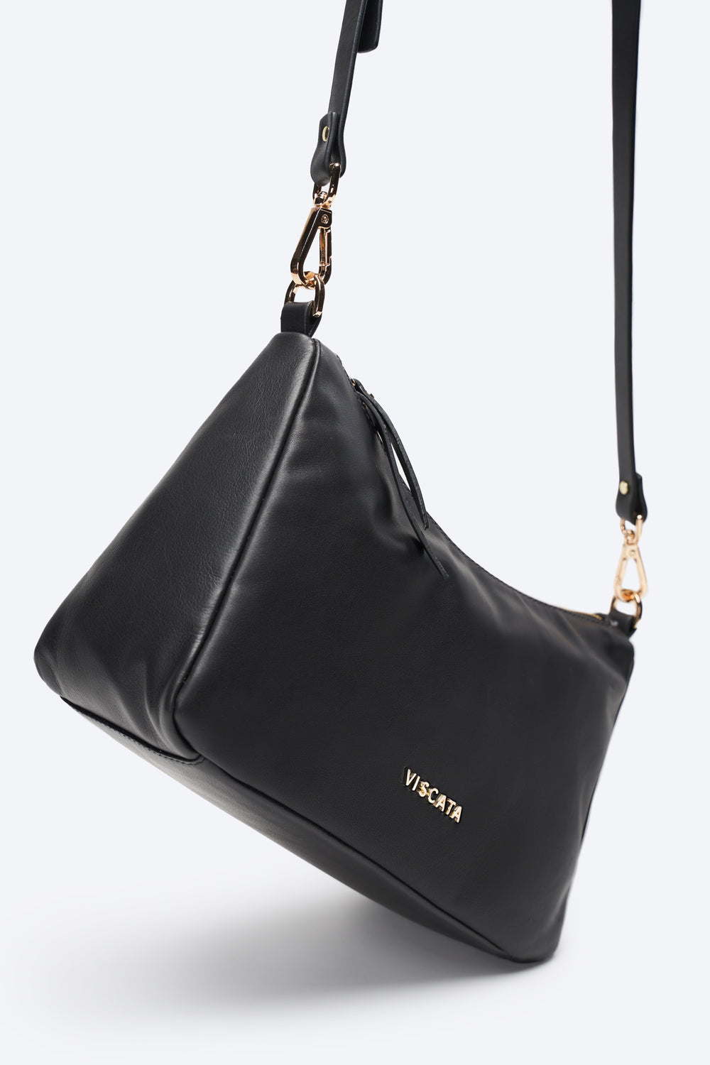 Viscata Nice Black Leather Women Crossbody Medium Size Handbag