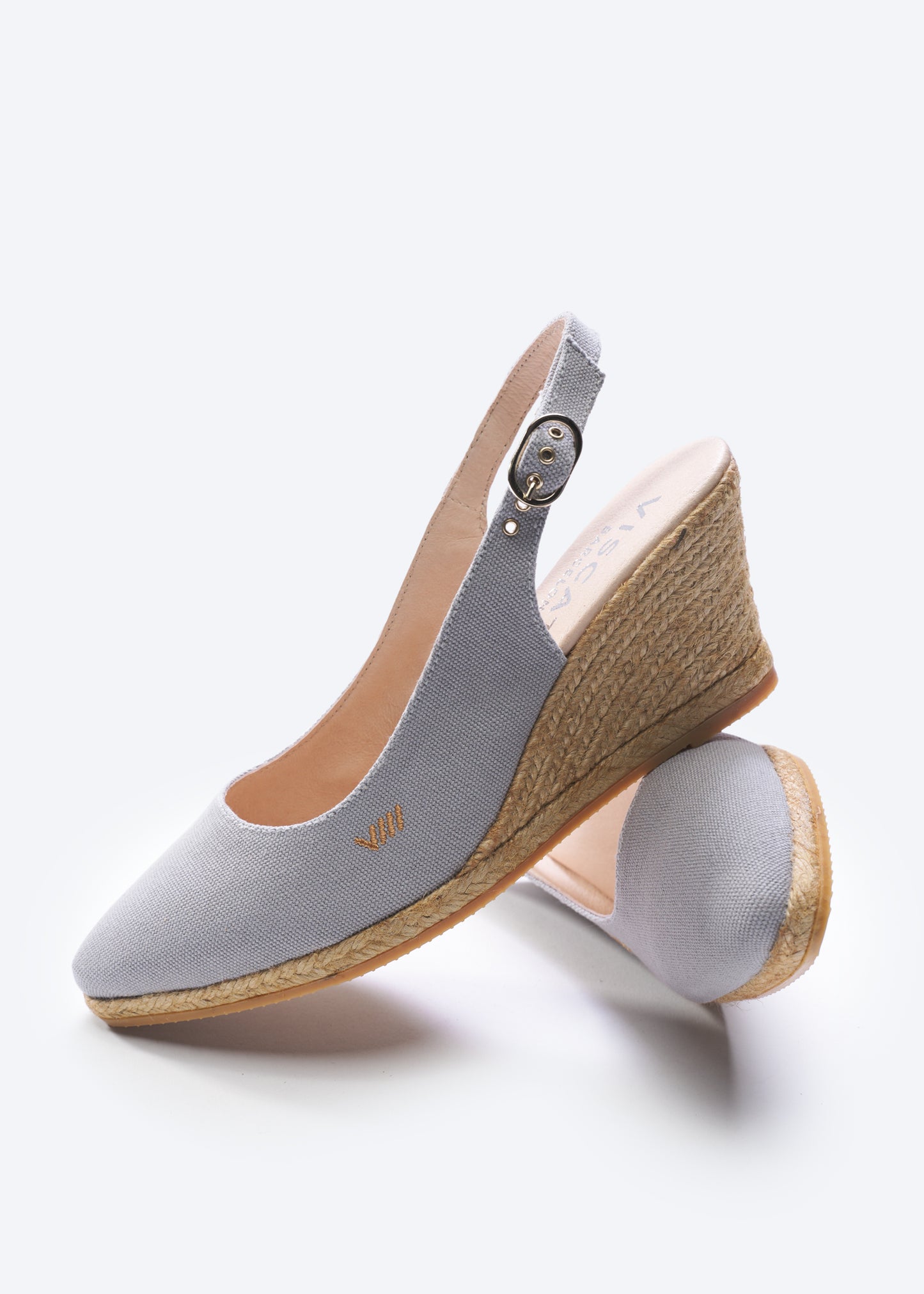 Palomera Ash Grey Canvas Slingback Women Espadrille Wedges