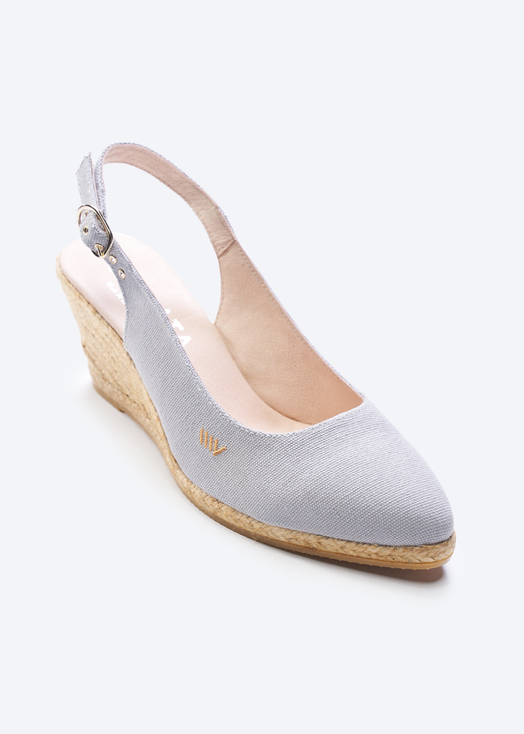Palomera U Cut Ash Grey Canvas Slingback Women Espadrille Wedge