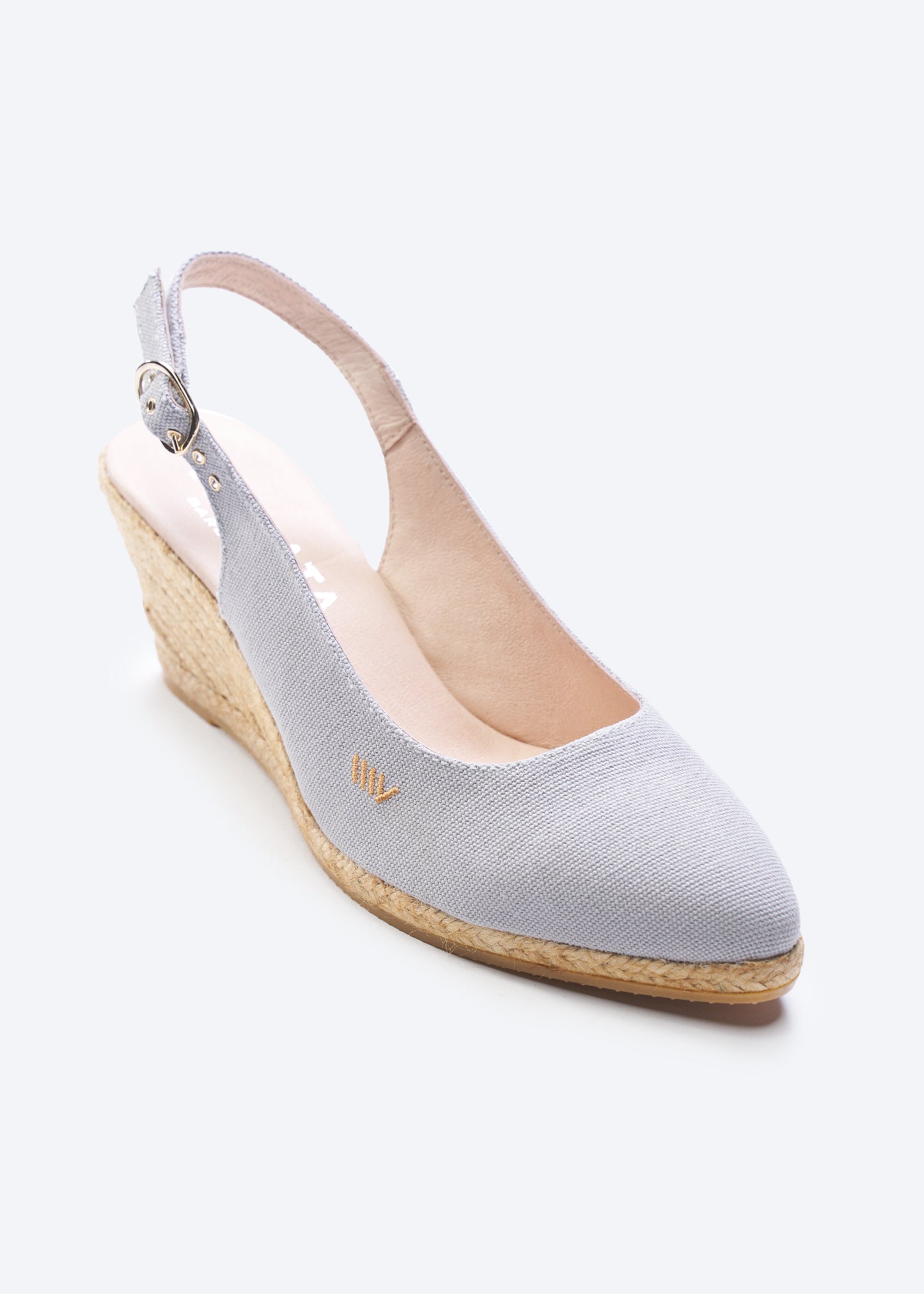 Palomera U Cut Ash Grey Canvas Slingback Women Espadrille Wedge