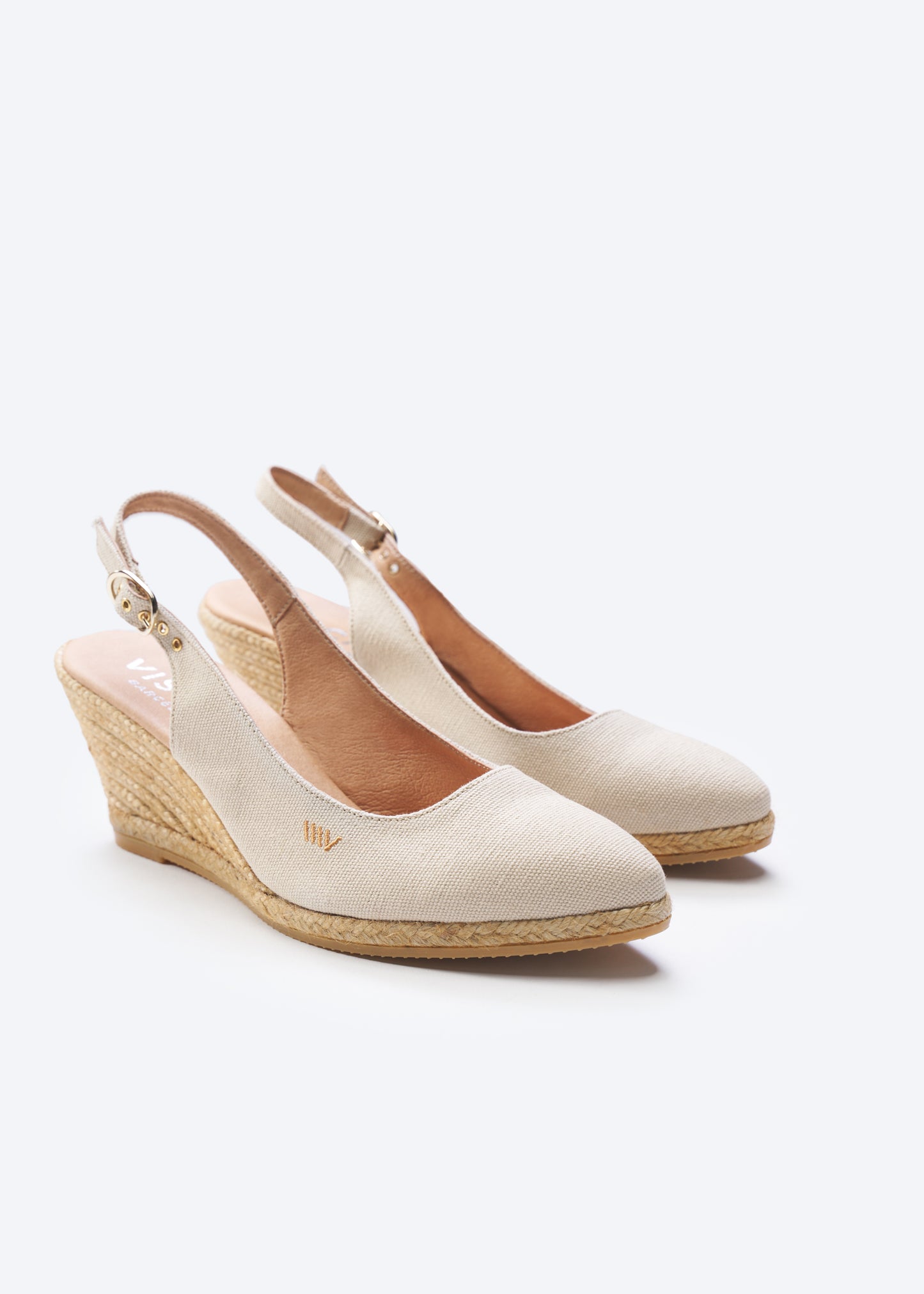 Palomera Beige Canvas Slingback Women Espadrille Wedges