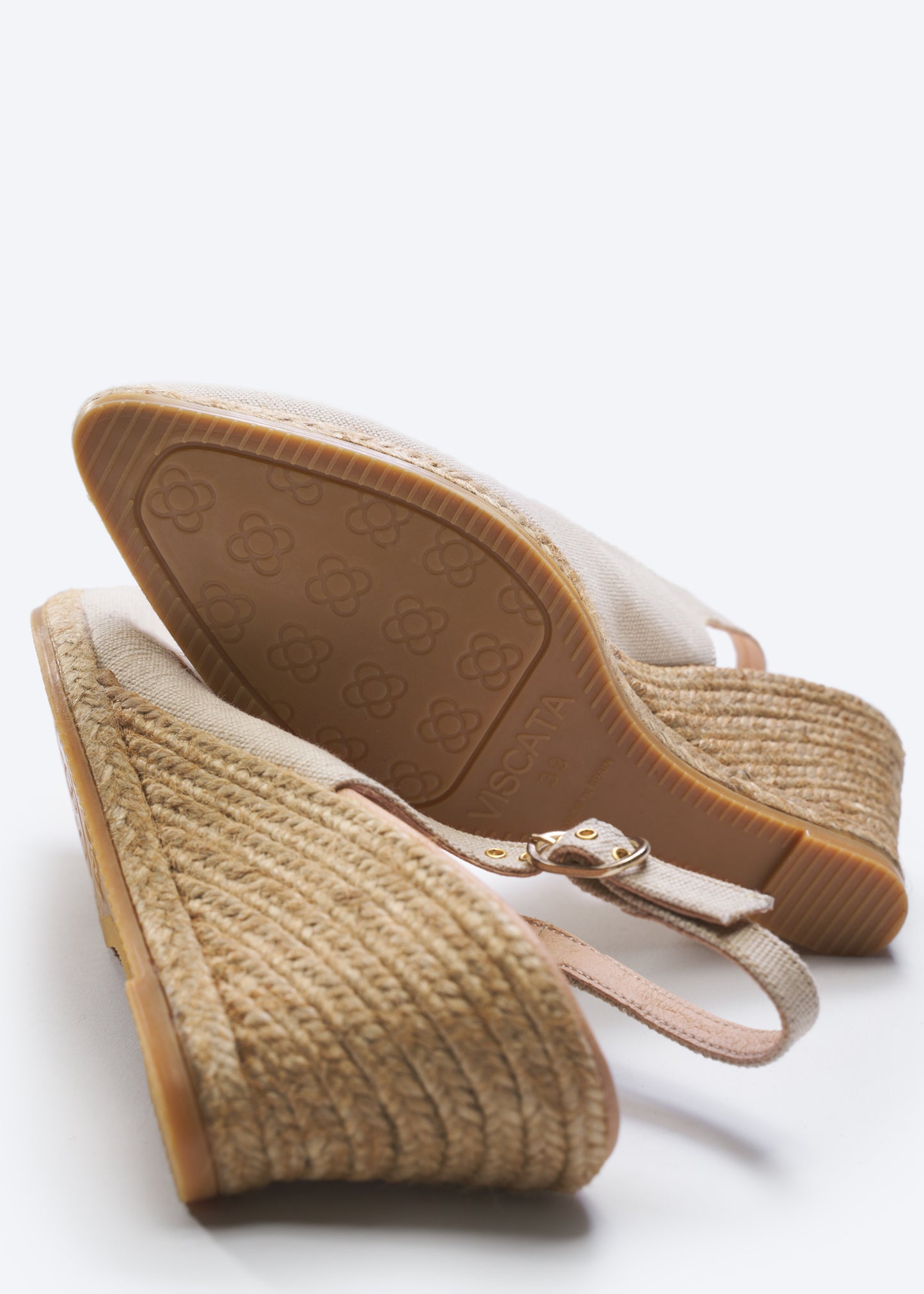 Palomera Beige Canvas Slingback Women Espadrille Wedges Sole