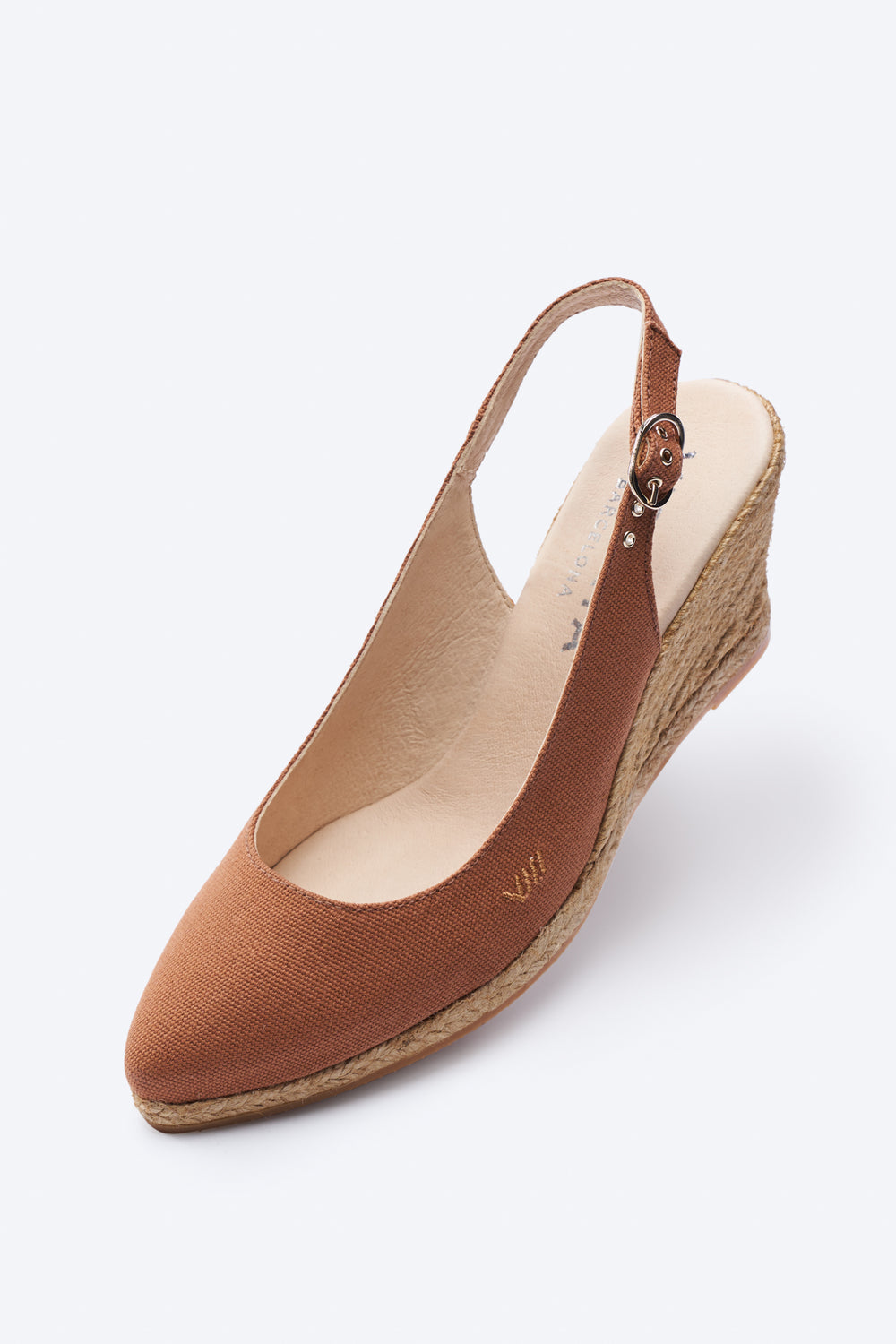Palomera Limited Edition Brown Canvas Slingback Women Espadrille Medium Wedge