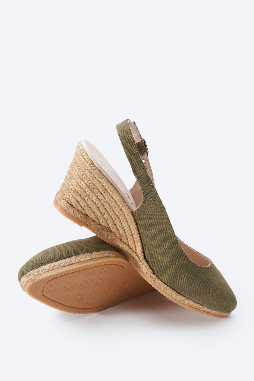 Palomera Limited Edition Olive Canvas Slingback Women Espadrille Medium Heel Wedges