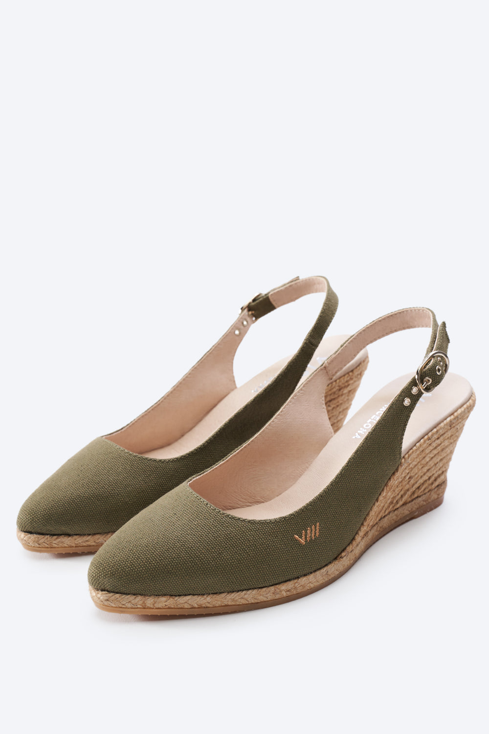 Palomera Limited Edition Olive Canvas Slingback Women Espadrille Medium Wedges