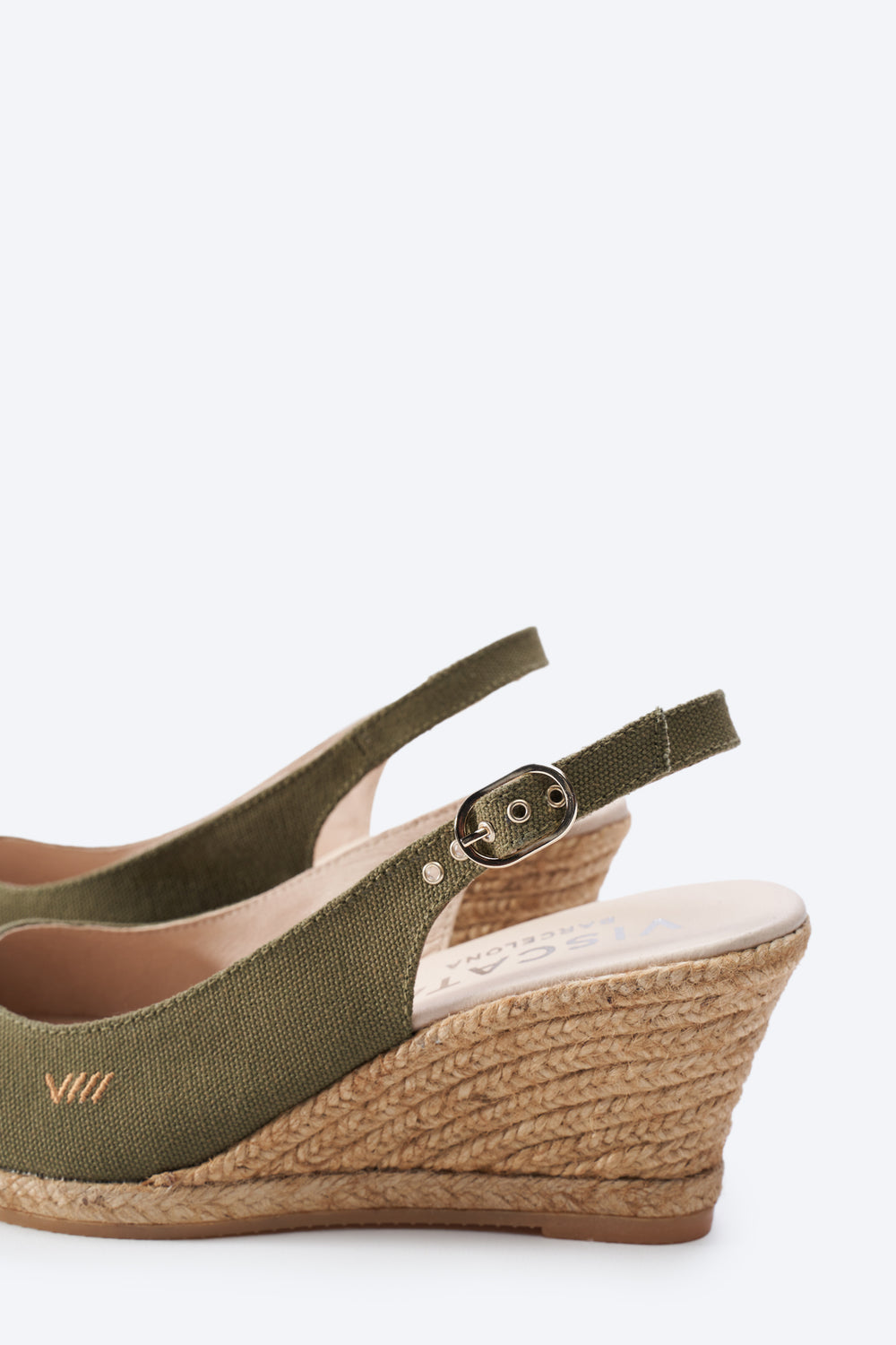 Palomera Limited Edition Olive Canvas Slingback Women Espadrille Wedges Back Detail