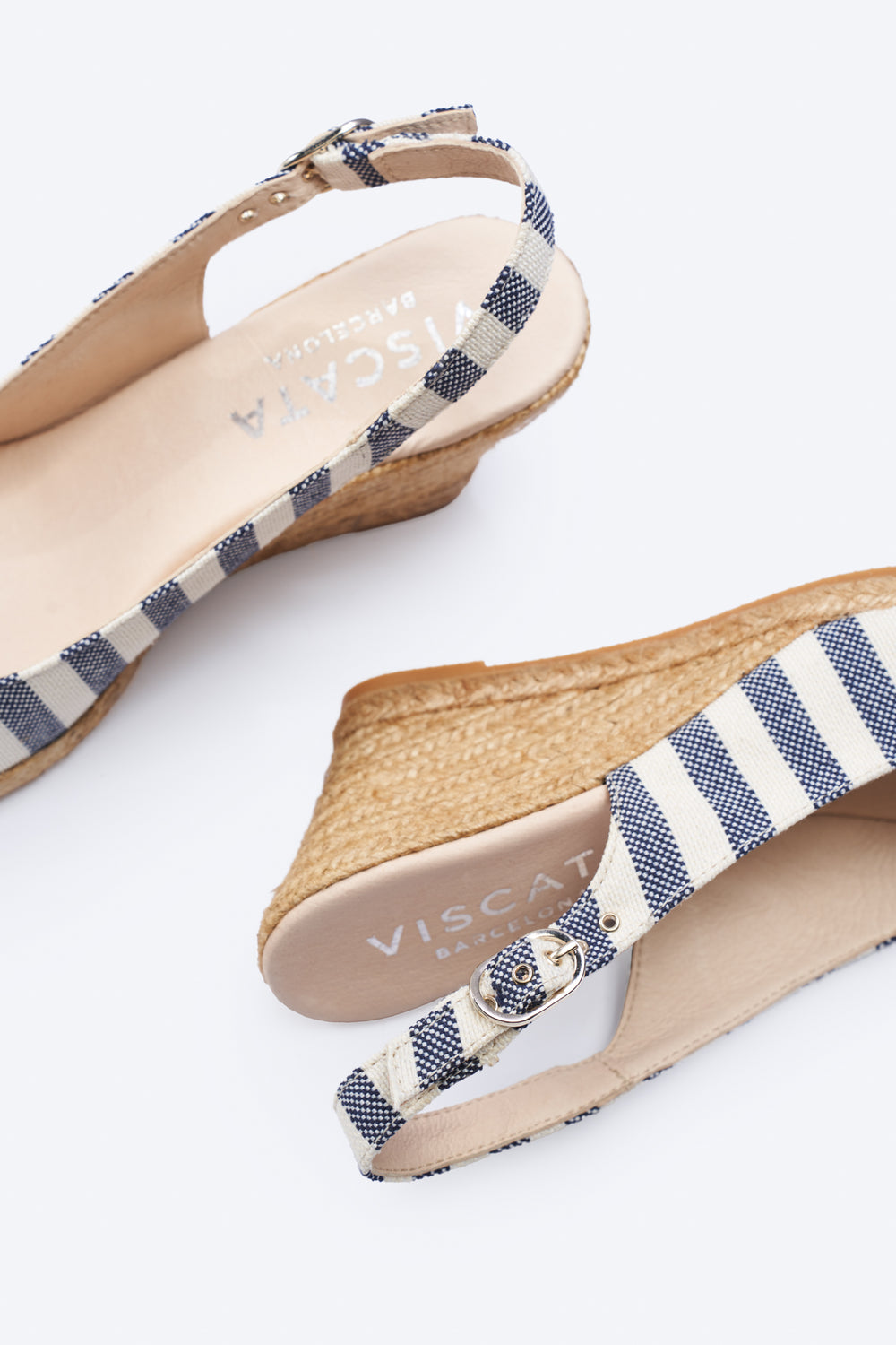 Palomera Limited Edition Sailor Stripes Canvas Slingback Women Espadrille Wedges Back Detail