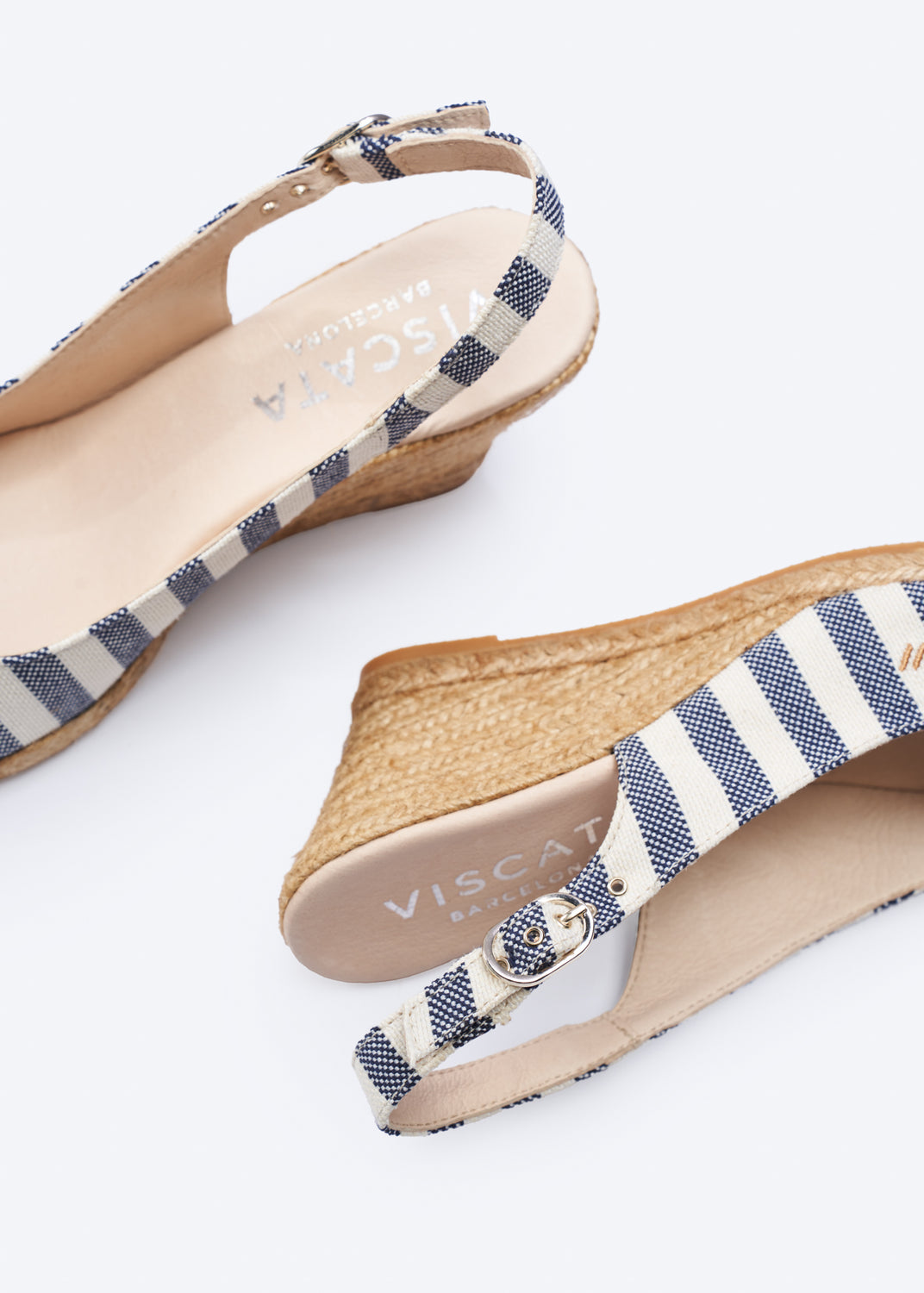 Palomera Limited Edition Sailor Stripes Canvas Slingback Women Espadrille Wedges Back Detail