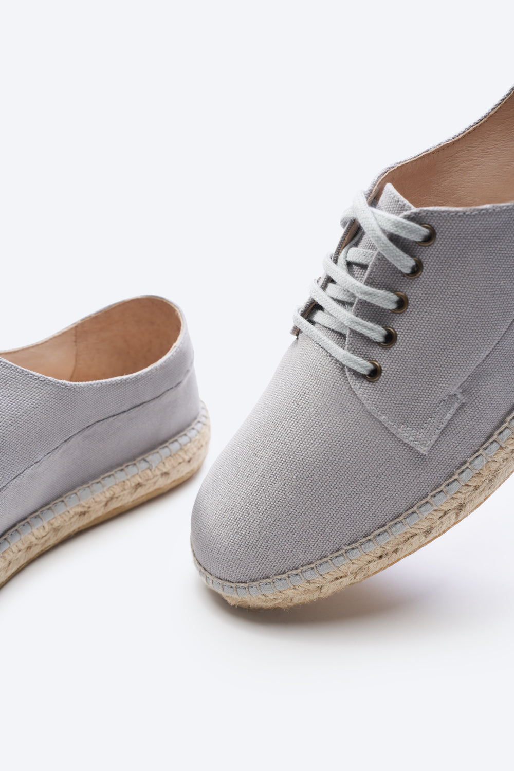 Pol Ash Grey Canvas Cord Laces Men Espadrilles Closed Toe Detail