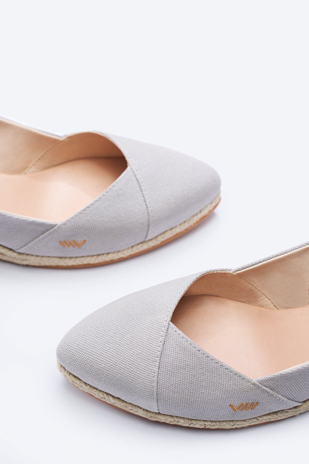 Premia Ash Grey Canvas Slingback Women Espadrille Closed Toe Wedges