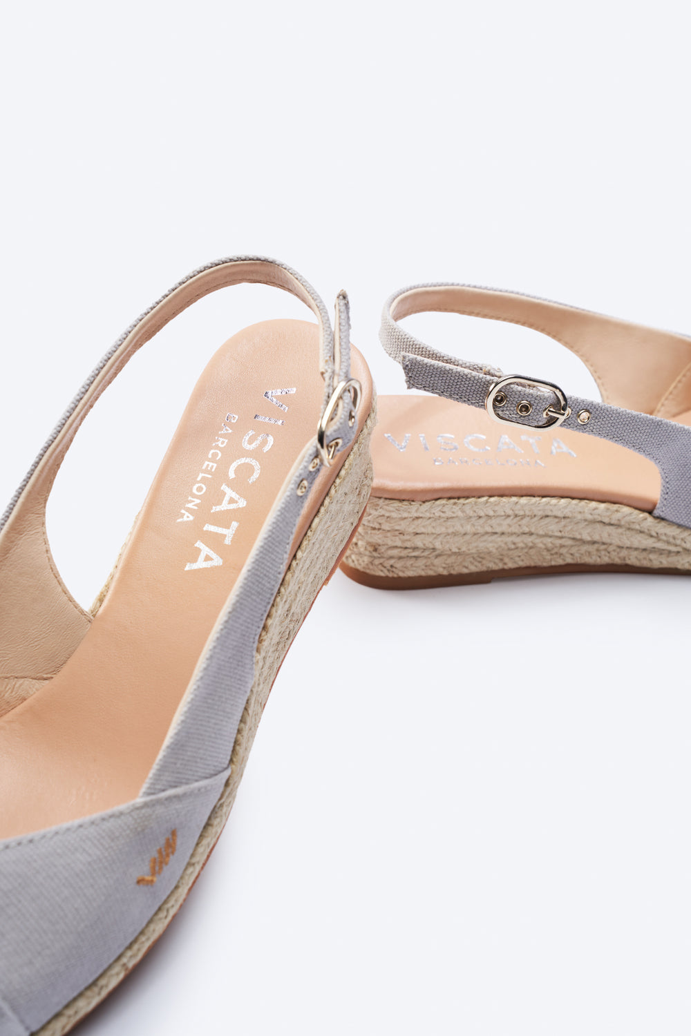 Premia Ash Grey Canvas Women Espadrille Wedges Slingback Detail