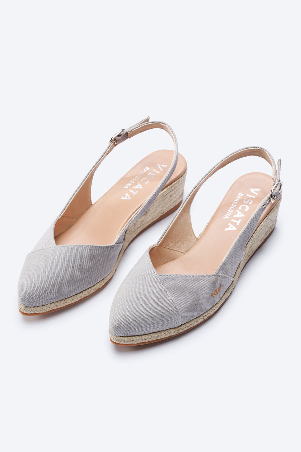 Premia Ash Grey Canvas Slingback Women Espadrille Low Wedges